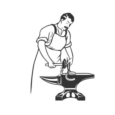 Demirci Logosu Tasarımı. Modern Tasarım. Vektör çizimi. Siyah ve beyaz vektör nesnesi.