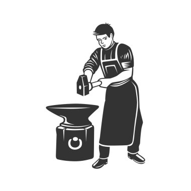 Demirci yalıtılmış vektör sembolü, biçimlendirilmiş retro amblem.