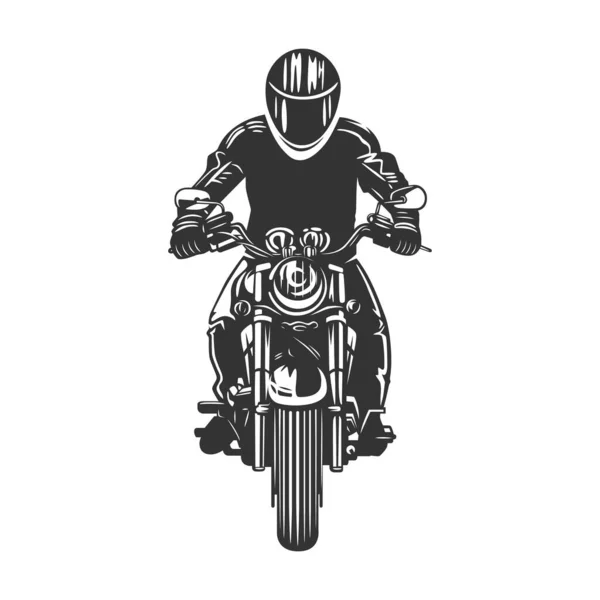 Chopper Motorcycle Front View Isolated White Background Black White Vector — Stock Vector