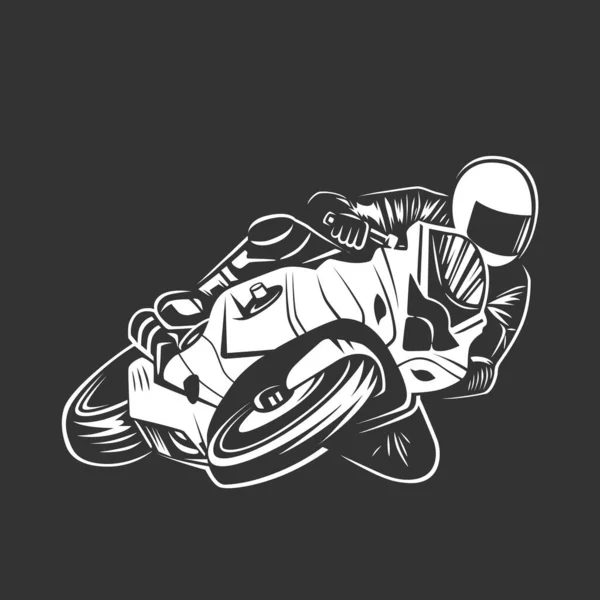 Rennmotorrad Illustration Designelemente Schwarz Weiße Vektorillustration — Stockvektor