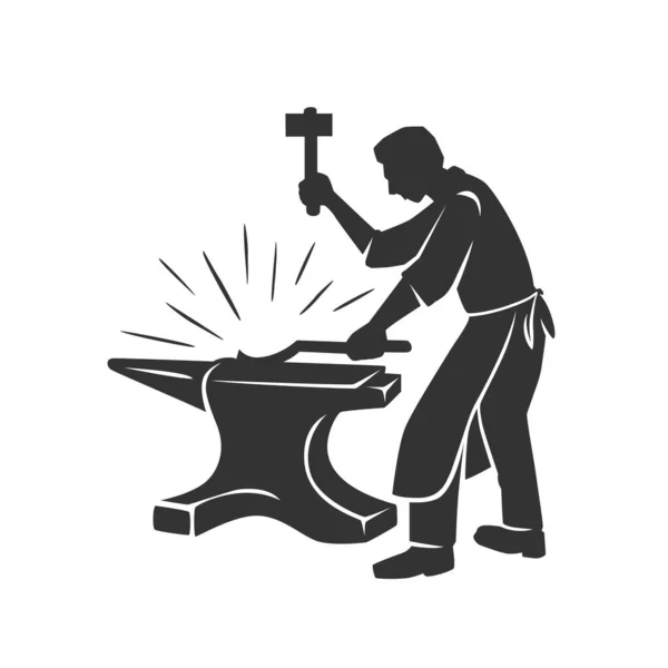 Blacksmith Logo Design Design Moderno Ilustração Vetorial Objeto Vetorial Preto — Vetor de Stock