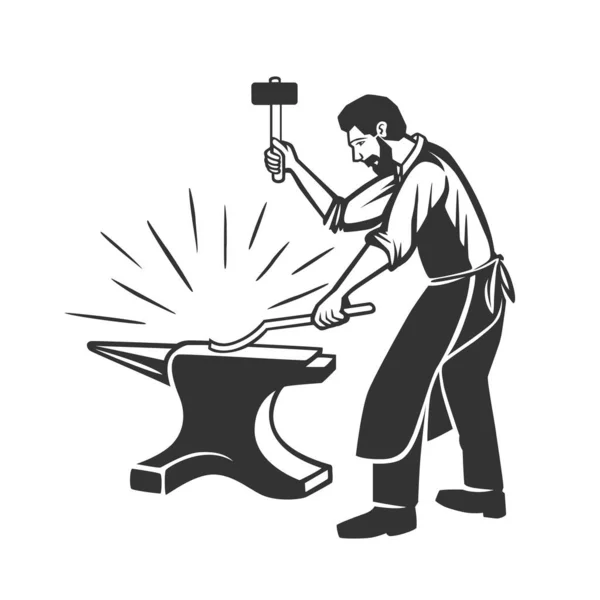 Blacksmith Logo Design Design Moderno Ilustração Vetorial Objeto Vetorial Preto —  Vetores de Stock