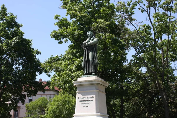 Вид Парк Статуя Андраш Dugonics Місті Szeged Угорщина — стокове фото
