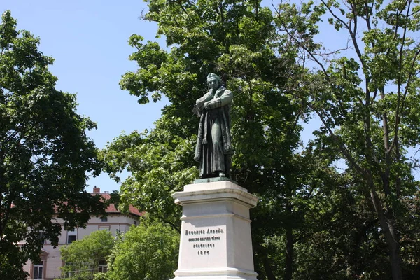 Vista Sul Parco Con Statua Dugonics Andras Nella Città Szeged — Foto Stock