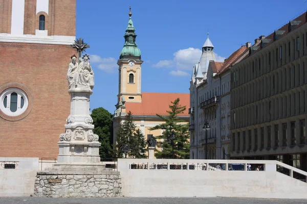 Praça Dom Coluna Santíssima Trindade Szeged Hungria — Fotografia de Stock