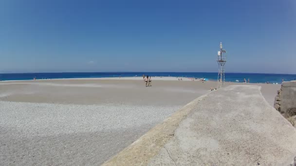 Rhodes Wrz 2018 Wyspa Rodos Elli Beach Popularnym Turystycznym Dodekanez — Wideo stockowe