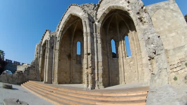 Ruinas Iglesia Virgen Del Burgh Casco Antiguo Rodas Rodas — Vídeos de Stock