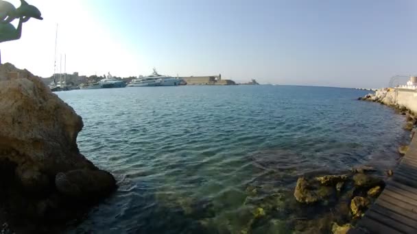 Historic Mandraki Rhodes Town Mediterranean Sea Rhodes Island — Stock Video