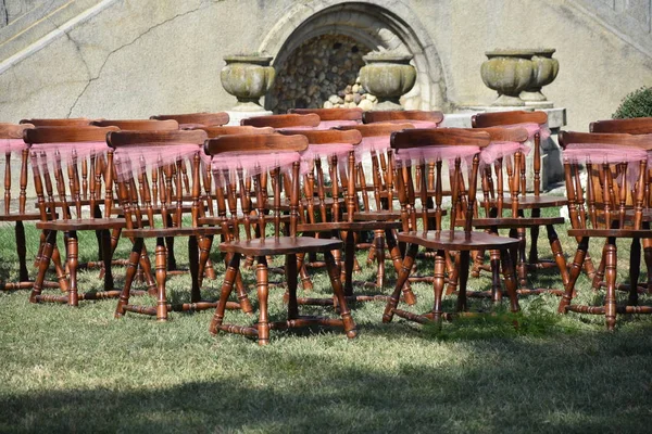 Cadeiras Vintage Para Cerimônia Casamento — Fotografia de Stock