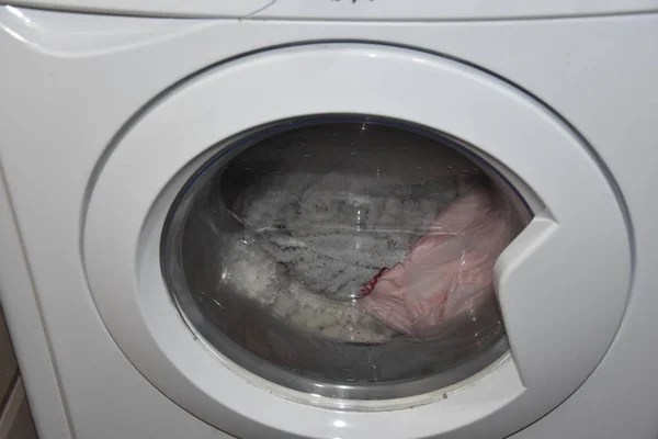 Wasmachine Tijdens Wassen — Stockfoto