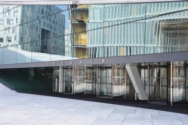 Oslo opera binası cam cephe - Norveç
