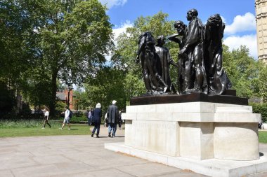 Londra Victoria Tower Garden Calais Burghers heykeli - İngiltere, A. Rodin tarafından 19c