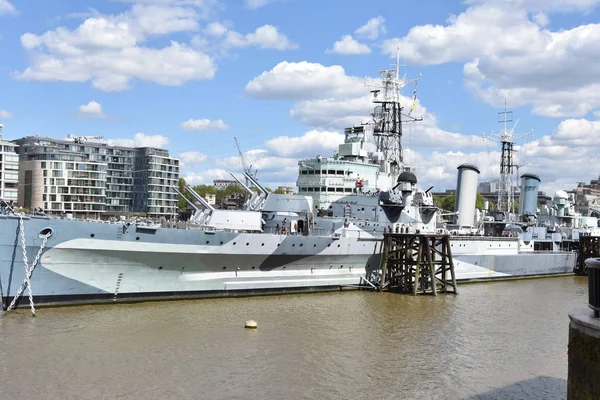 Hms Belfast Vintage Krigsskepp London Storbritannien — Stockfoto