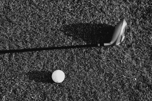 Držet s míčem na golfové hřiště s umělým — Stock fotografie