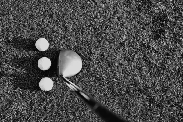 कृत्रिम गोल्फ कोर्स पर एक गेंद के साथ चिपकाएँ — स्टॉक फ़ोटो, इमेज