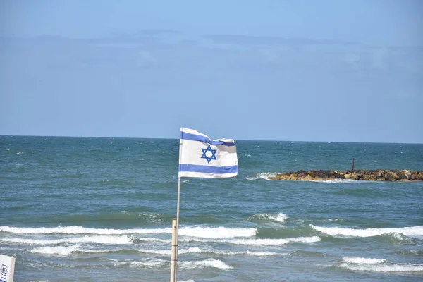 Israel Flag Tel Aviv — Stock Photo, Image