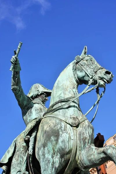 Statue Von Karl Xiv Johan Stockholm Dieses Reiterstandbild Zeigt Karl — Stockfoto