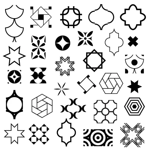 Símbolos Abstractos Estilo Árabe Ornamental Conjunto Vectorial Plantillas Diseño Logotipo — Archivo Imágenes Vectoriales