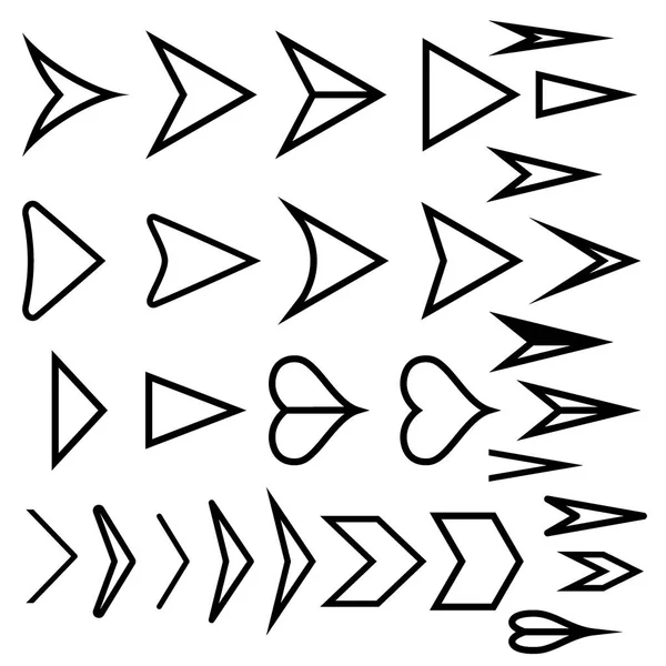 Icônes Vectorielles Flèches Jeu Flèches Vectorielles Noires Collection Vecteurs Flèches — Image vectorielle