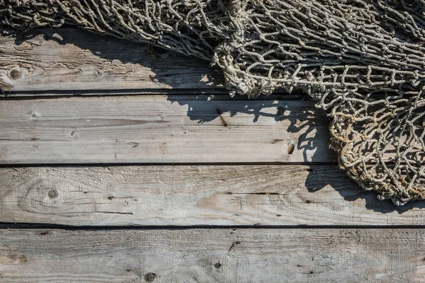 Horgászat Fából Készült Fal Régi Hálózat Halászat Nettó Textúra Halász — Stock Fotó