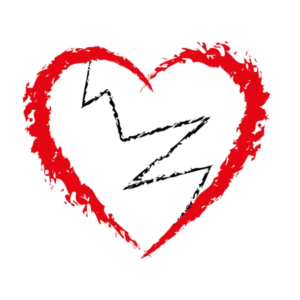 Gebrochenes Herz Mit Pinselmalerei Auf Weißem Hintergrund Herzschmerz Vektor Und — Stockvektor