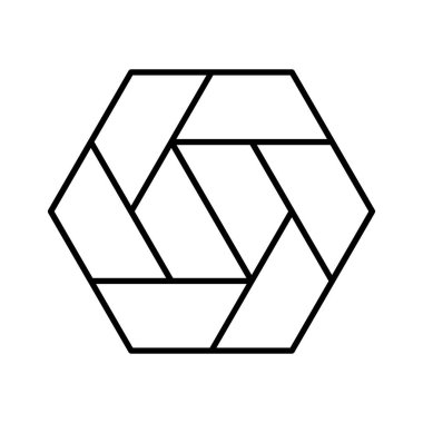 Altıgen simgesi. Çokgen sembolü. Doğrusal altıgen logo. imkansız geometrik şekil. Kutsal geometri. Vektör ve illüstrasyon