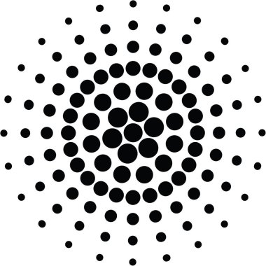 Nokta, daireler radyal soyut desen, vektör ve illüstrasyon