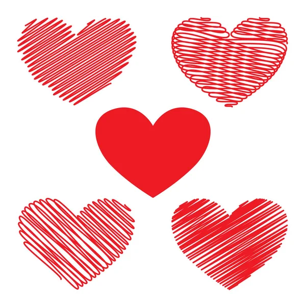 Set Hearts Valentines Day Hand Drawn Hearts Design Elements Valentines — Stock Vector