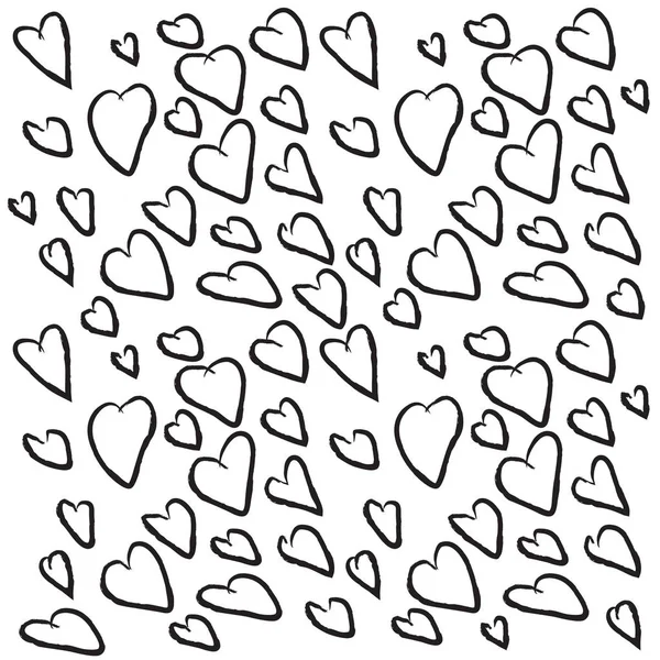 Sfondo Cuori Durante Giorno San Valentino Cuori Disegnati Mano Elementi — Vettoriale Stock