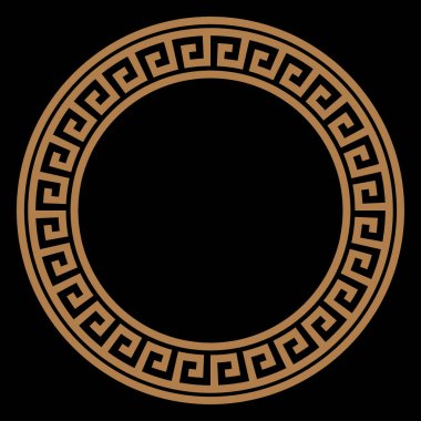 Yunan anahtar yuvarlak çerçevesi. Tipik Mısırlı, Suriyeli ve Yunan dürtüleri sınır çiziyor. Arap geometrik dokusu. İslam Sanatı. Soyut geometrik. Vektör ve illüstrasyon.