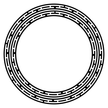 Yunan anahtar yuvarlak çerçevesi. Tipik Mısırlı, Suriyeli ve Yunan dürtüleri sınır çiziyor. Arap geometrik dokusu. İslam Sanatı. Soyut geometrik. Vektör ve illüstrasyon.