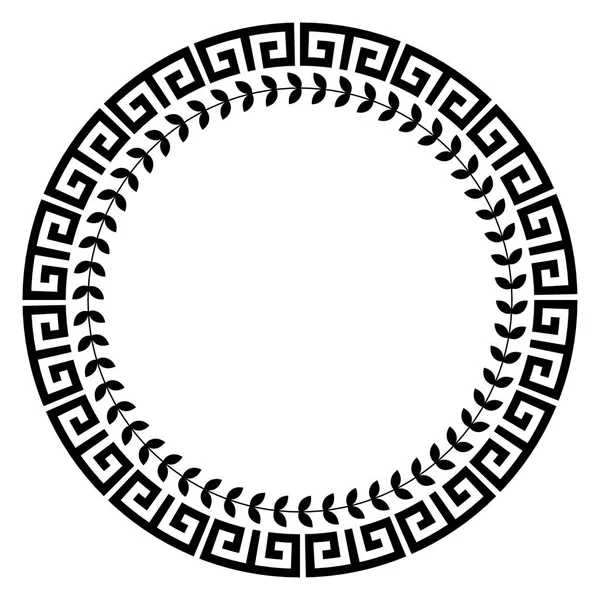 ギリシャのキーラウンドフレーム 典型的なエジプト人 アッシリア人 ギリシャ人の動機は国境を一周する アラビア語の幾何学的質感 イスラム美術 抽象幾何学 ベクトルとイラスト — ストックベクタ