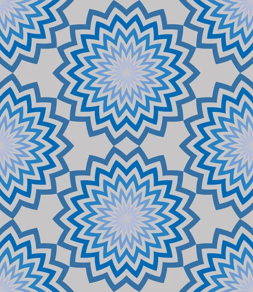 Azul Líneas Circulares Zigzag Flores Con Hermoso Patrón Pétalos Rayas — Archivo Imágenes Vectoriales