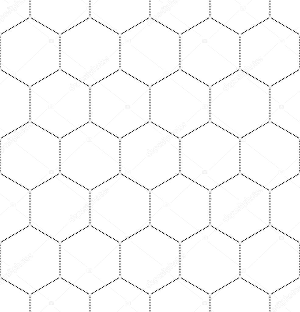 black honeycomb graphic seamless pattern over white
