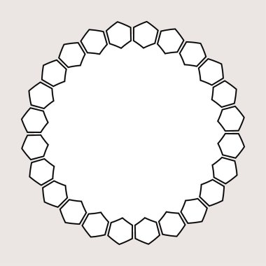 Siyah ve beyaz petek grafik yuvarlak çerçeve