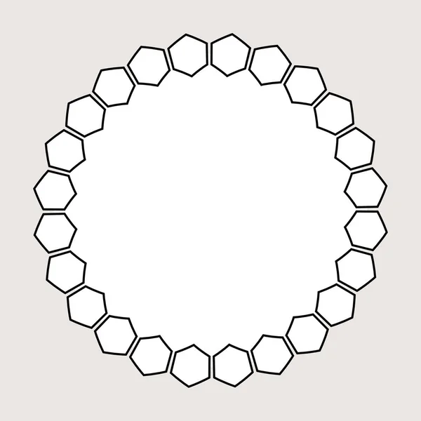 Zwart-wit honingraat afbeelding ronde frame — Stockvector