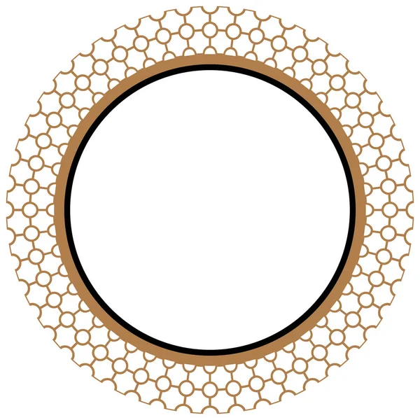 Islámských geometrických obrazců ornament kulaté zlaté rámeček. — Stockový vektor