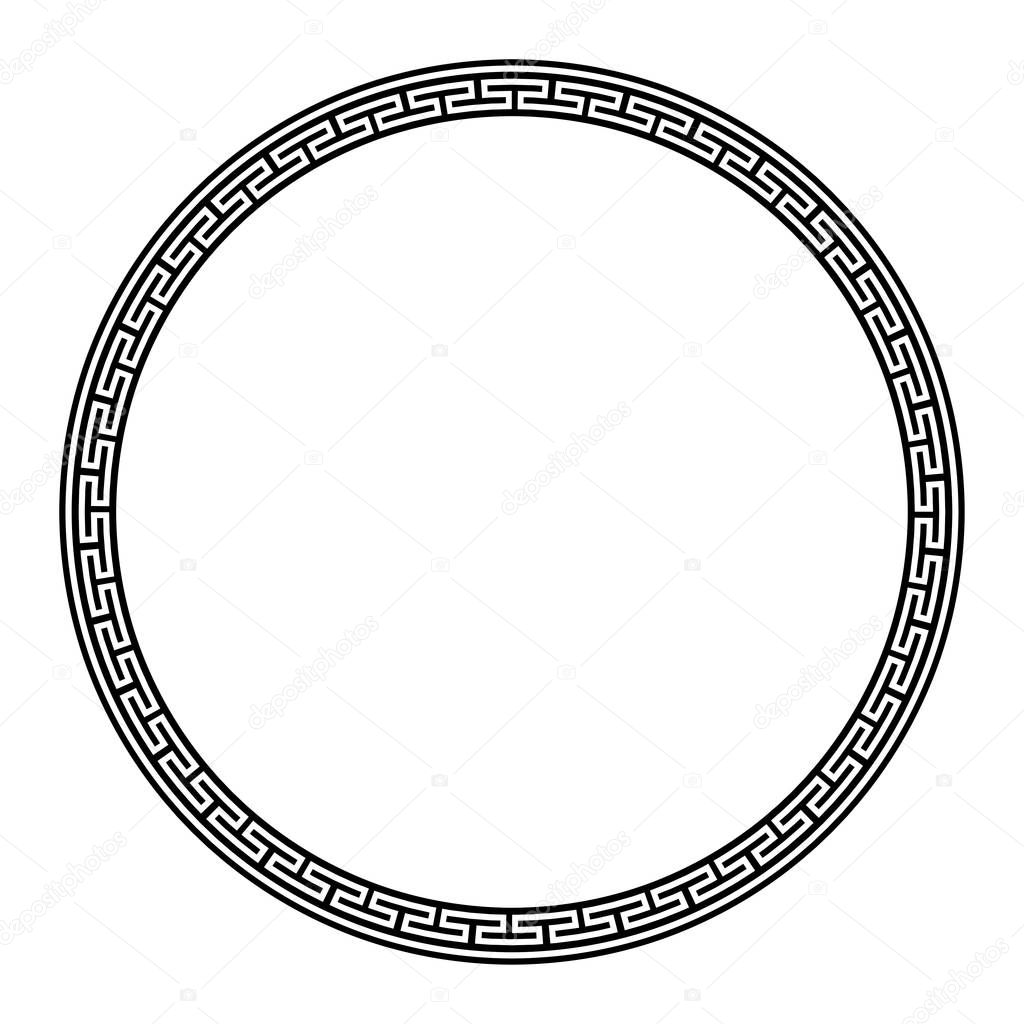 Greek key round frame. Typical egyptian, assyrian and greek motives circle border.