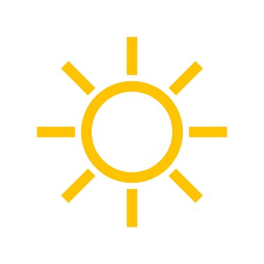 Sarı güneş simgesi. Vektör ve illüstrasyon sembolü.