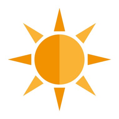 Sarı güneş simgesi. Vektör ve illüstrasyon sembolü.