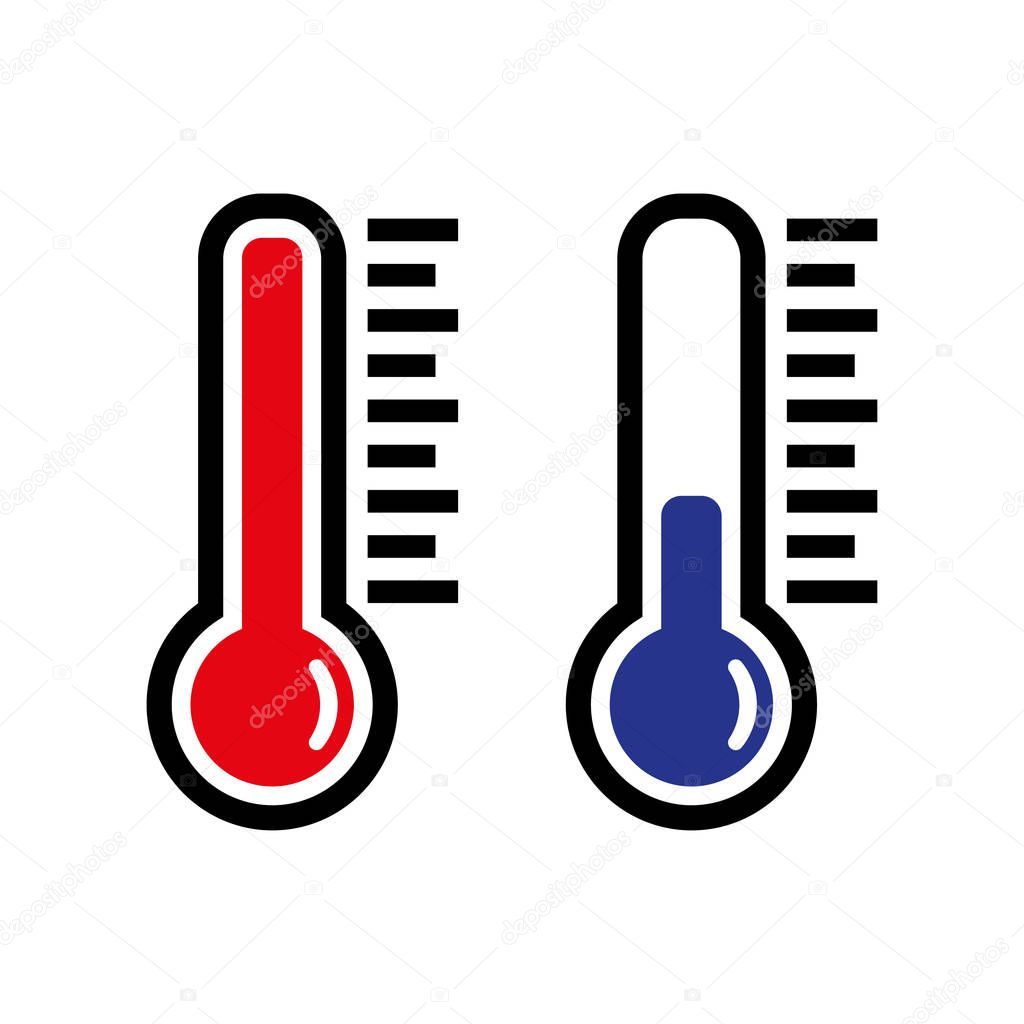 Thermometer icon or temperature symbol, vector and illustration
