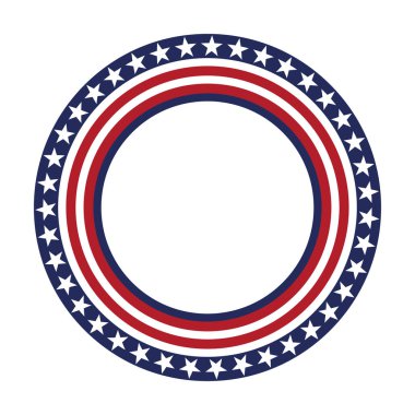ABD vektör yıldız deseni yuvarlak çerçeve. Yıldızlar ve çizgiler desen ile Amerikan vatansever daire sınır.