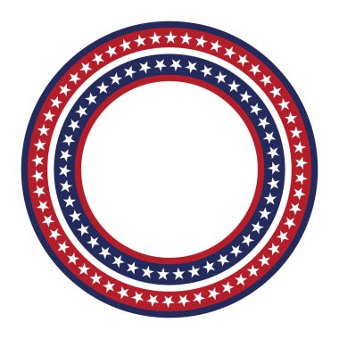ABD vektör yıldız deseni yuvarlak çerçeve. Yıldızlar ve çizgiler desen ile Amerikan vatansever daire sınır.