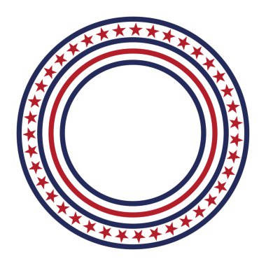ABD vektör yıldız deseni yuvarlak çerçeve. Yıldızlar ve çizgiler desen ile Amerikan vatansever daire sınır.