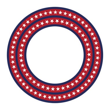ABD vektör yıldız deseni yuvarlak çerçeve. Yıldızlar ve çizgiler desen ile Amerikan vatansever daire sınır.