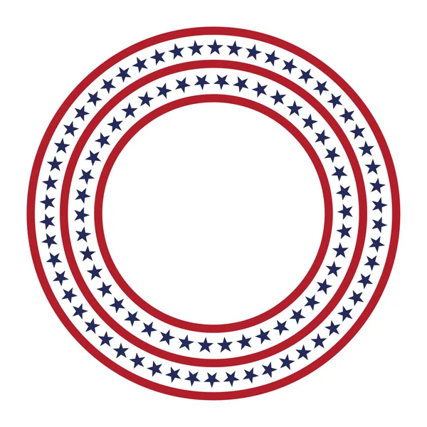 USA star vector pattern round frame. American patriotic circle border with stars and stripes pattern. — Stock Vector