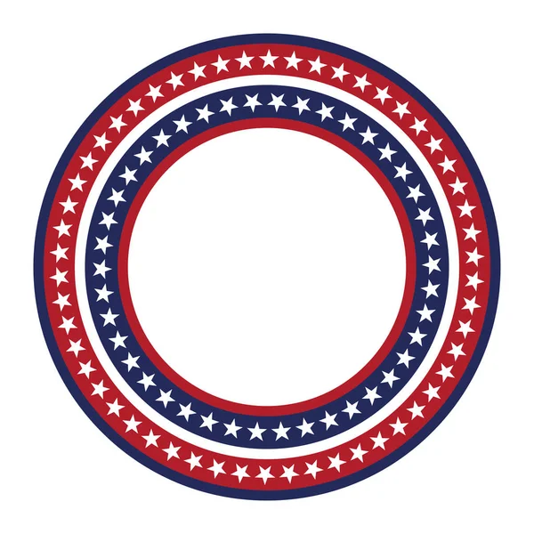 USA star vector pattern round frame. American patriotic circle border with stars and stripes pattern. — Stock Vector