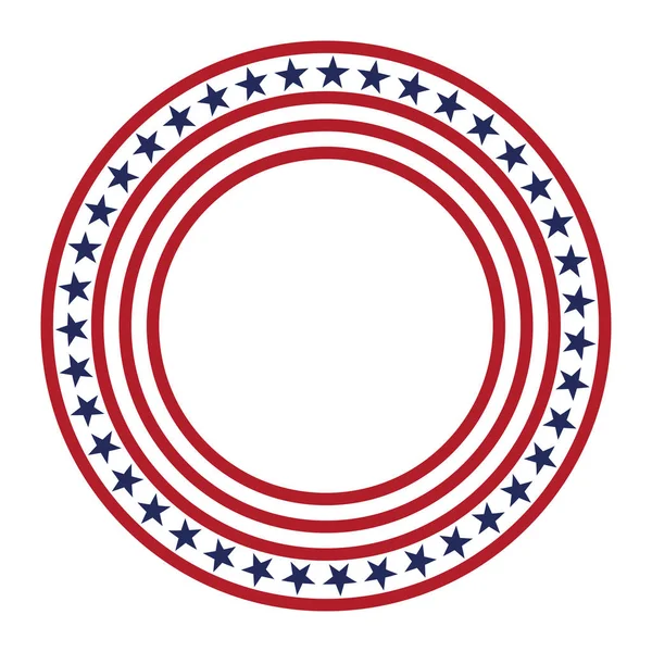 EUA estrela padrão vetorial armação redonda. fronteira círculo patriótico americano com estrelas e listras padrão . — Vetor de Stock