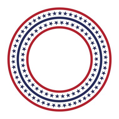 ABD vektör yıldız deseni yuvarlak çerçeve. Yıldızlar ve çizgiler desen ile Amerikan vatansever daire sınır.