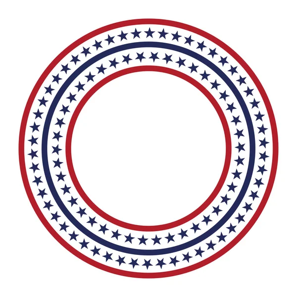 USA star vector pattern round frame. American patriotic circle border with stars and stripes pattern. — Stock Vector